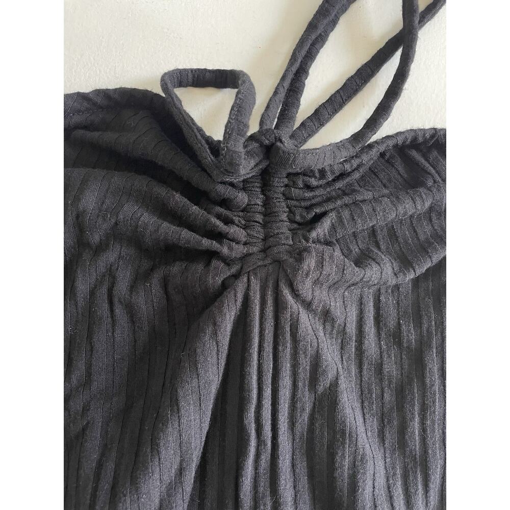 1.State Women Medium Black Halter Maxi Dress Strapless Ribbed Leg Slit Multiway - Picture 9 of 12